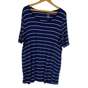 So Perfectly Soft Tee Tunic Top Shirt Size XL Blue White Stripe Nautical Beachy